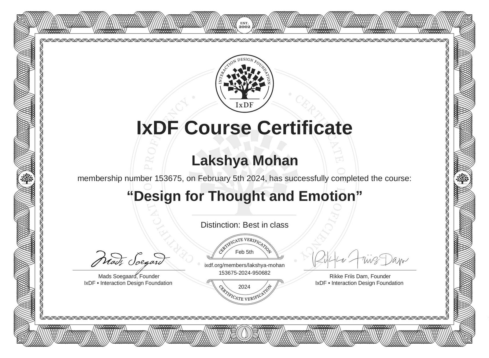 IxDF — Design for Thought & Emotion certificate